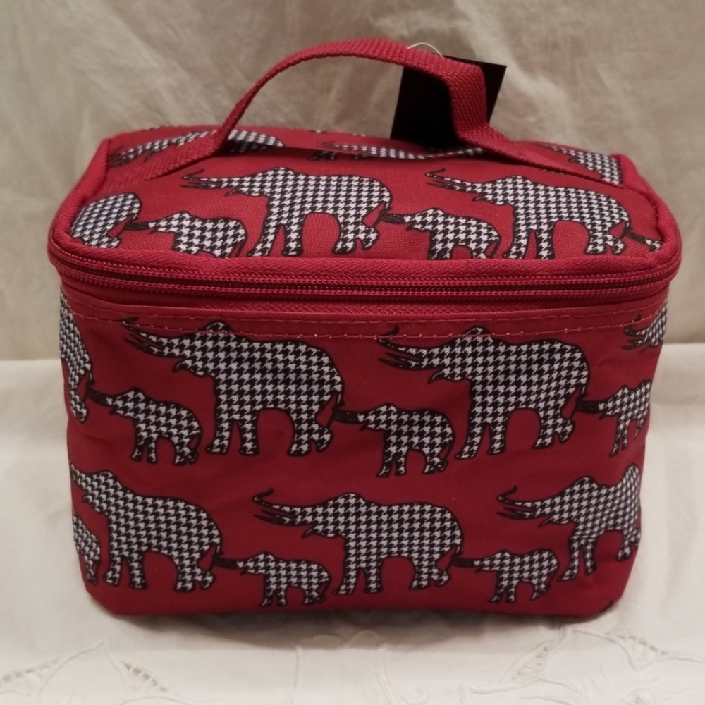 Houndstooth elephant cosmetic or jewelry case